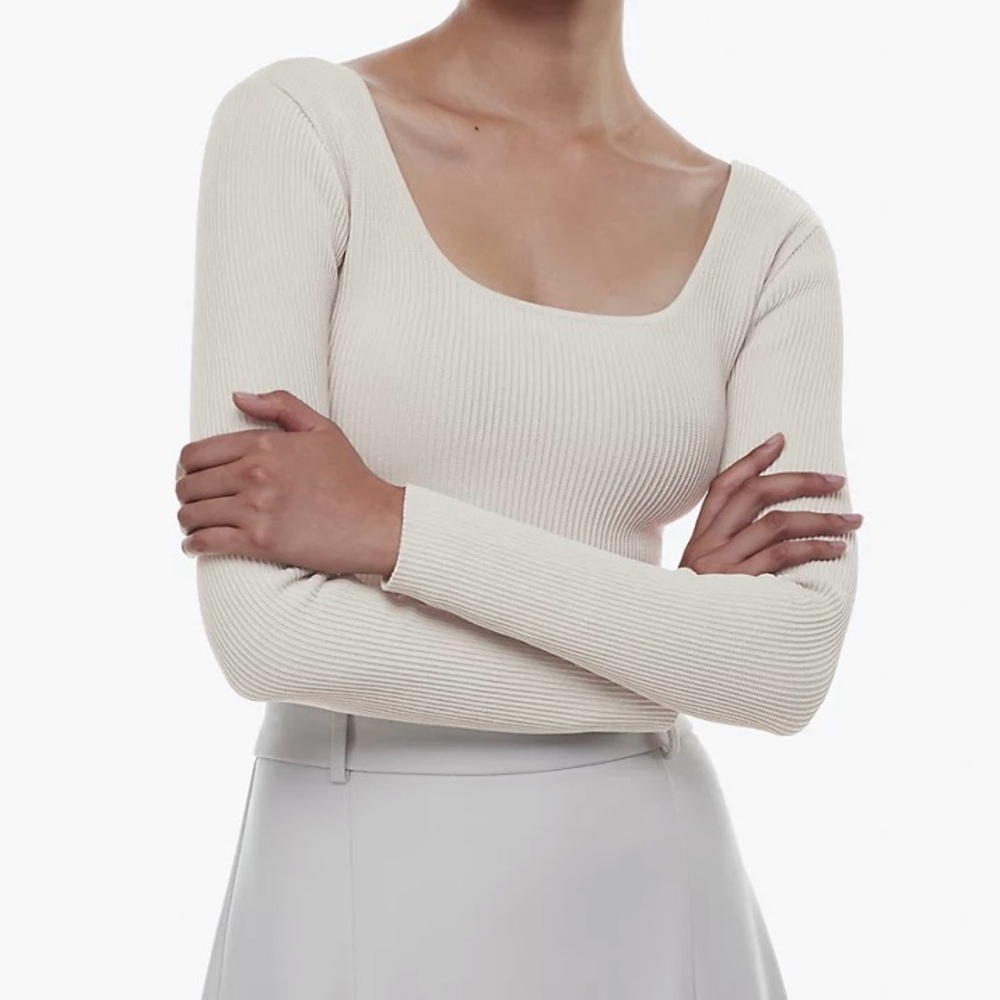 Babaton Sculpt Knit Squareneck Cropped sweater top